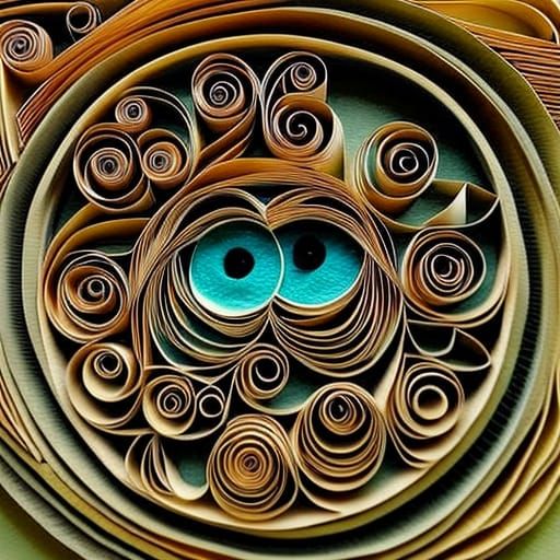 Paper Quilled Owl in Flight: Hyperdetailed Art