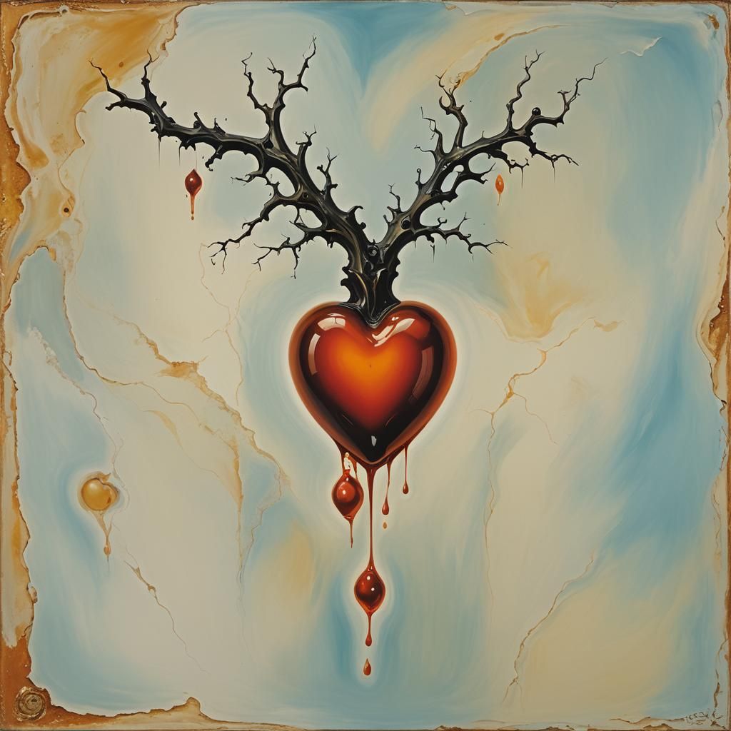 Surreal Carnelian Heart Inspired by Salvador Dali