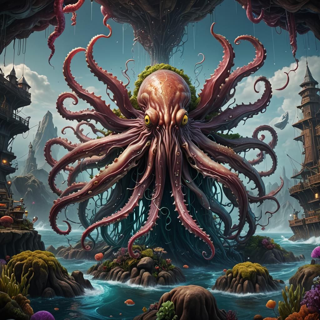 Colossal Squid: Detailed Fantasy Concept Art