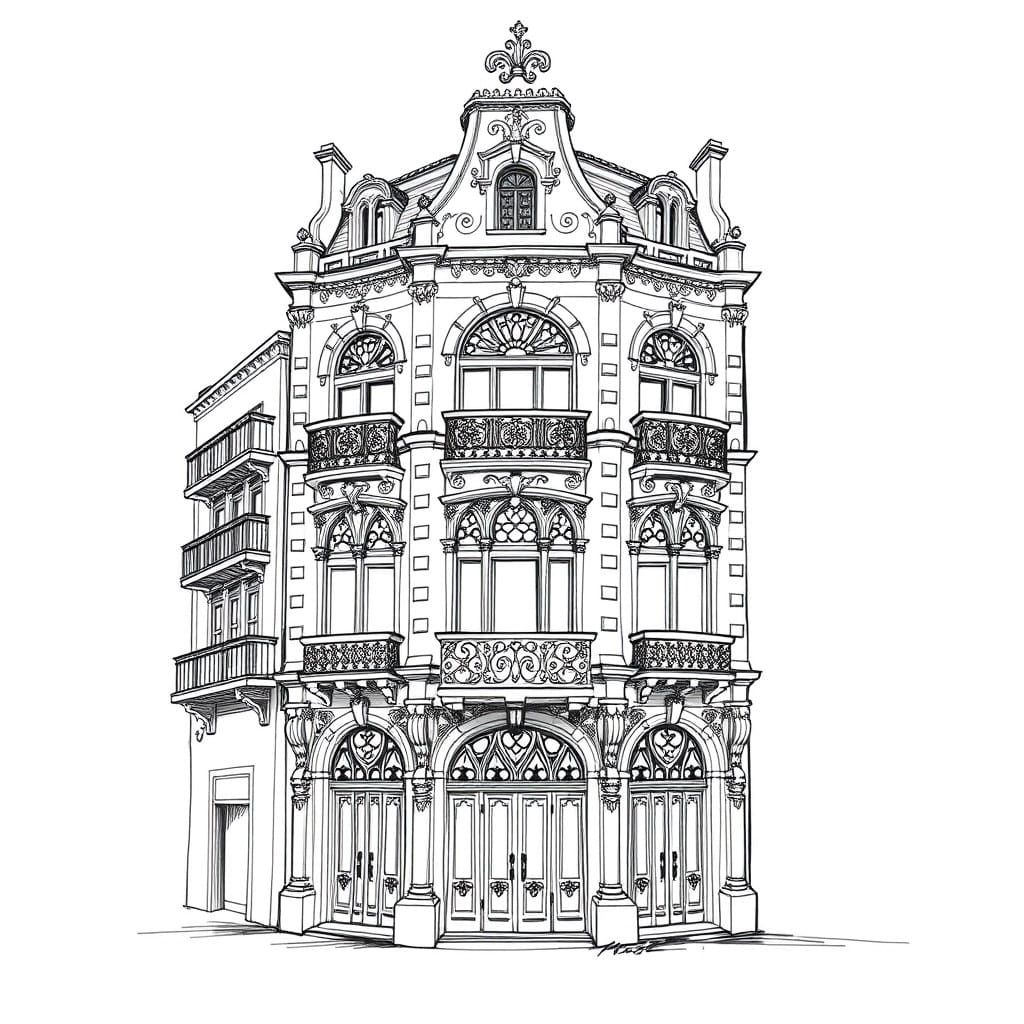 Art Nouveau Facade in Barcelona