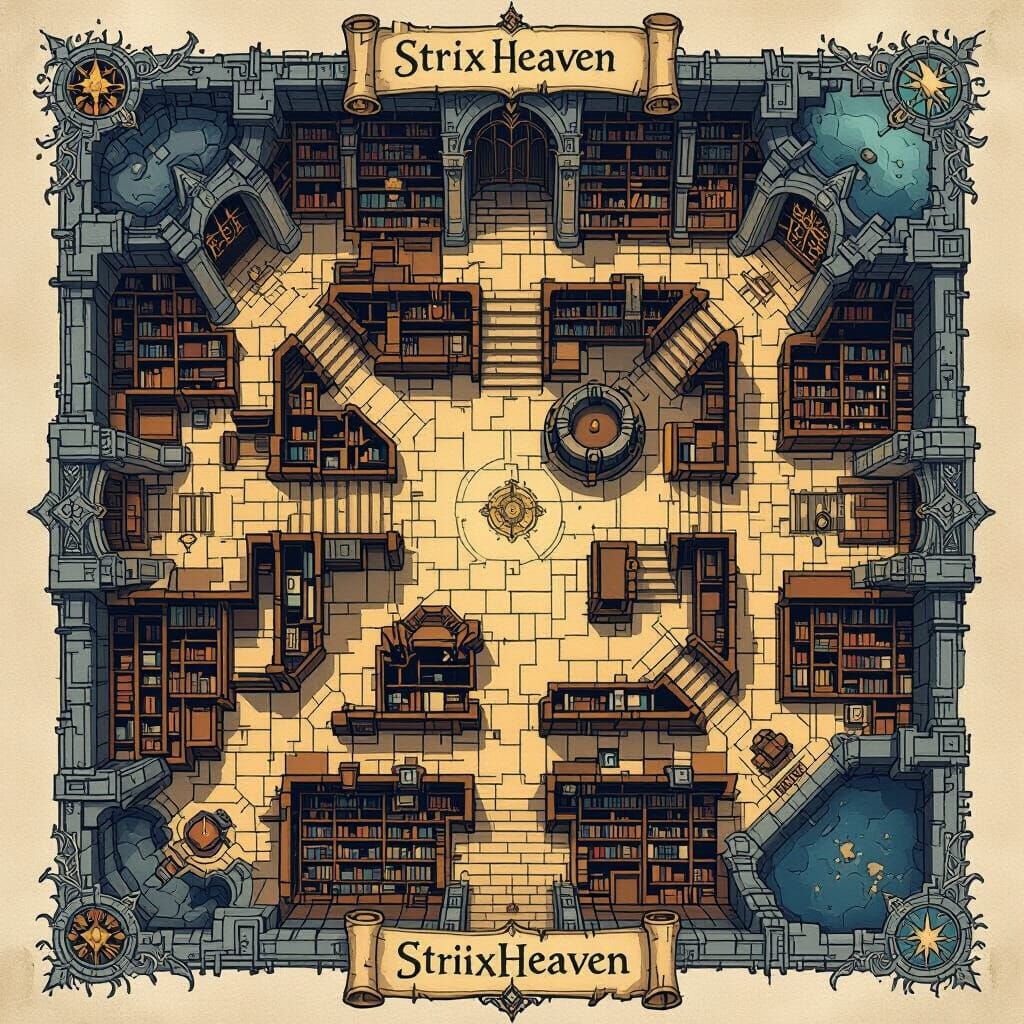 Strixhaven Library Map in D&D Fantasy Style