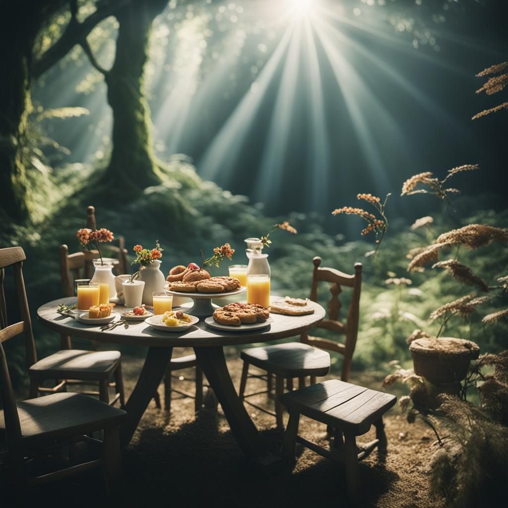 Enchanting Fairy Brunch: A Cinematic Film Still