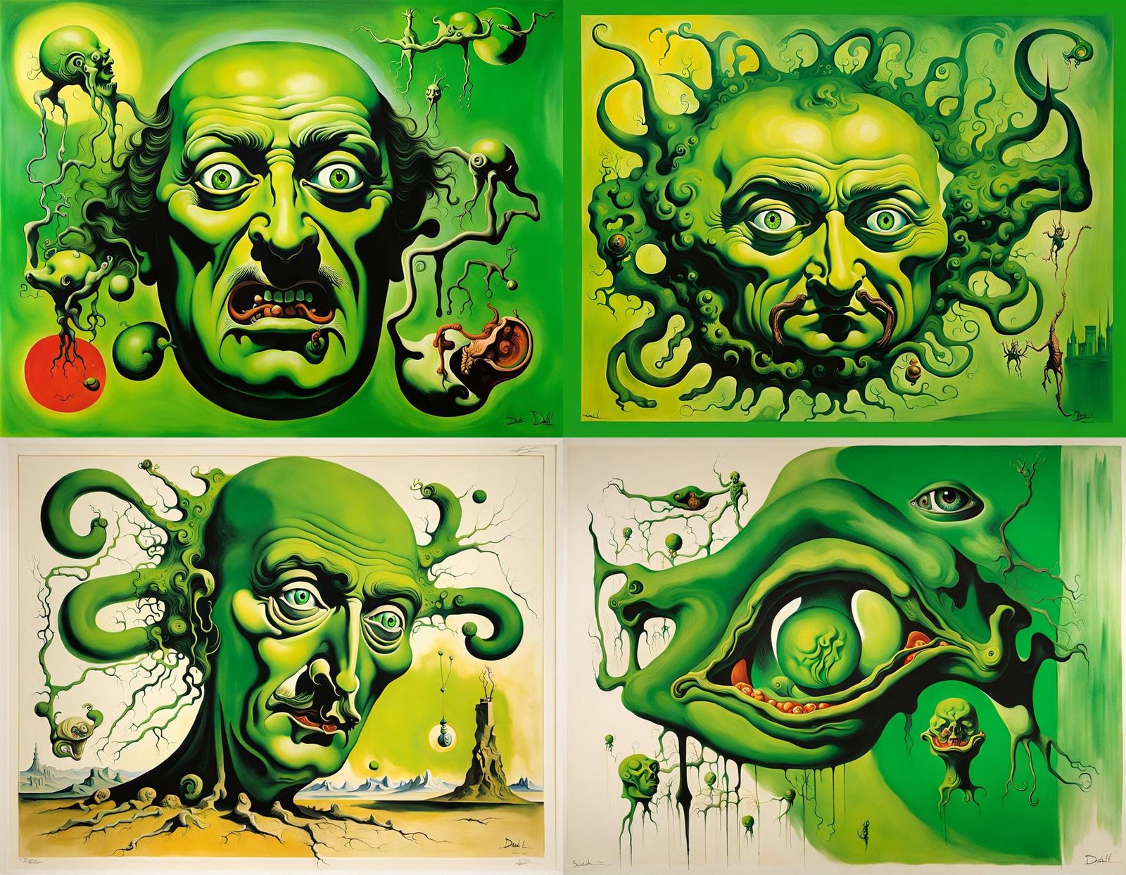 Surreal Green Homunculus in Dali Style
