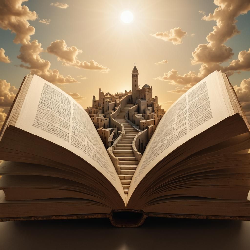 Ethereal Staircase Ascends to Heaven in Golden Light