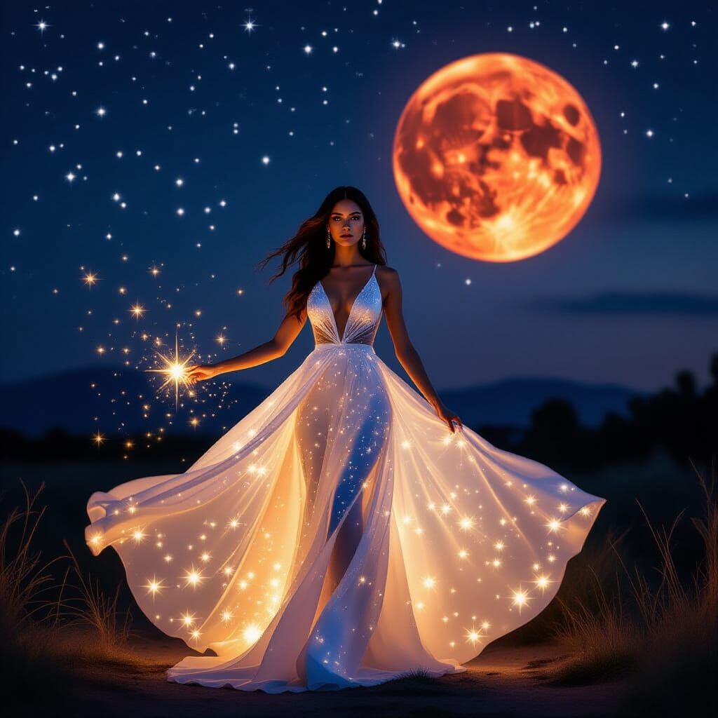 Glowing Goddess Under Bloody Moon