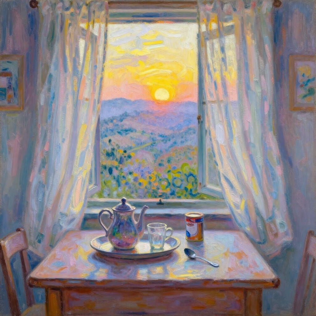 Dawn Kitchen View in Pastel Colors