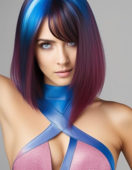 Anime Woman with Fiery Hair and Leather Outfit