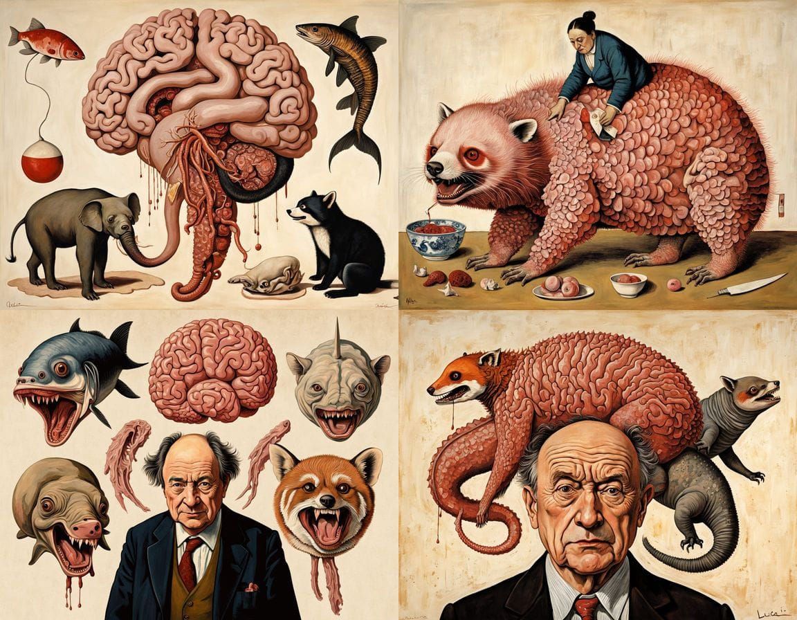 Surreal Hybrid Creature in Ukiyo-e Horror Style