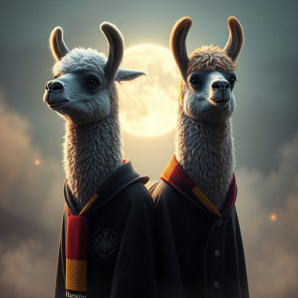 Llamas in Hogwarts Robes: Whimsical Wizarding World