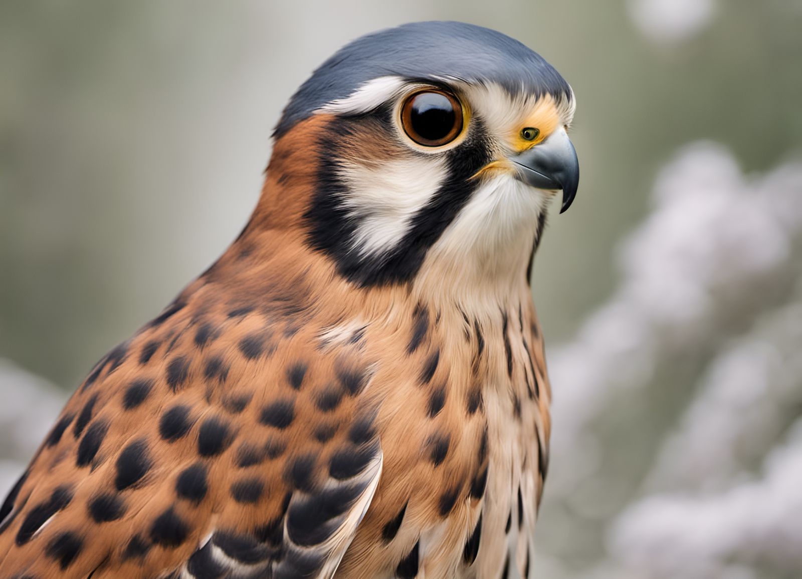 American Kestrel Portrait in Natural Setting