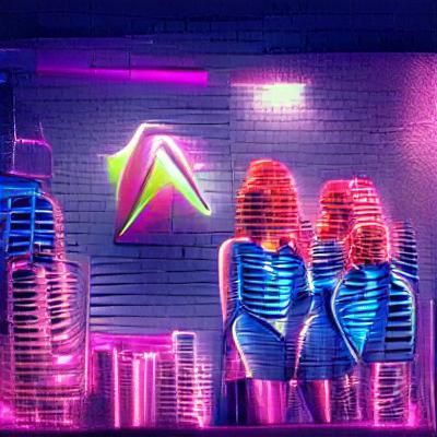 Atomic Kitten in Synthwave Neon Style