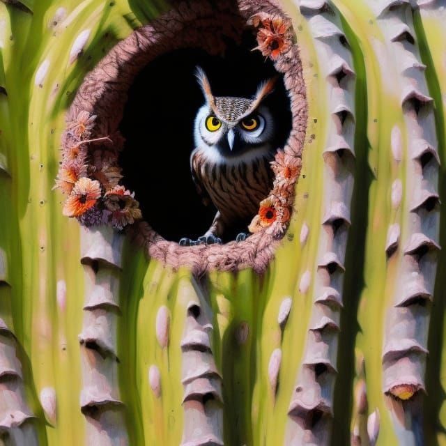 Colorful Graffiti Saguaro Cactus with Shadow