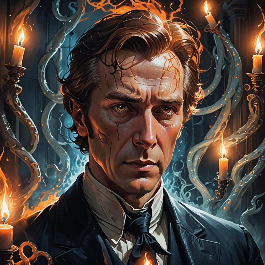 Evil Joseph Smith Portrait in Dark Fantasy Style