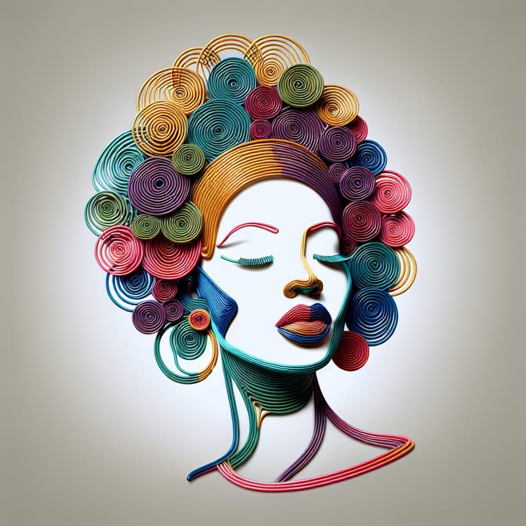 Vibrant Wire Portrait of an African Woman