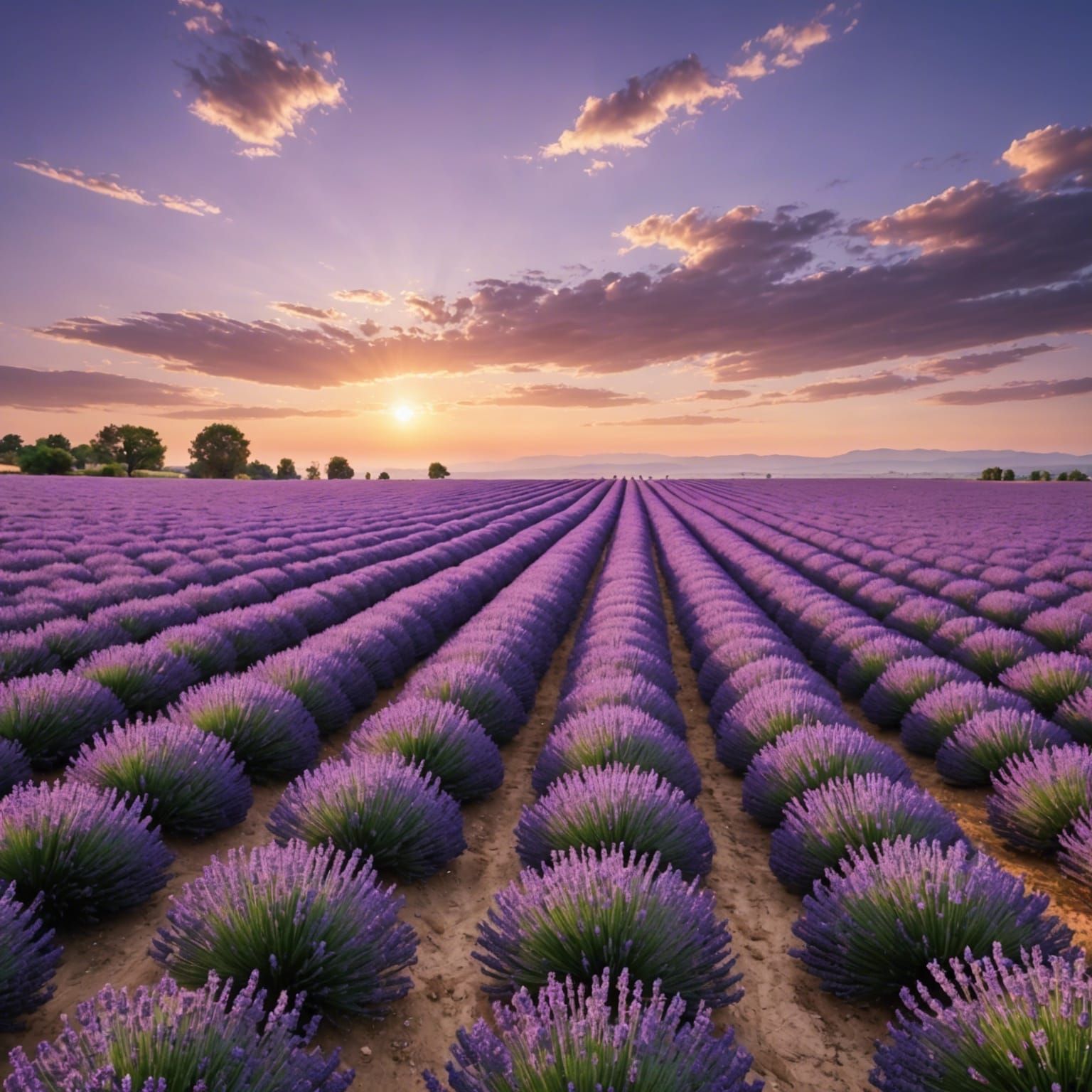 Abstract Lavender Field in Dreamlike Colors