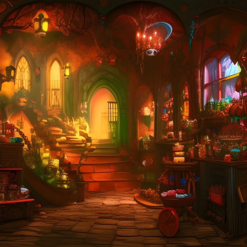 Gothic Candy Store: Detailed Fantasy Concept Art
