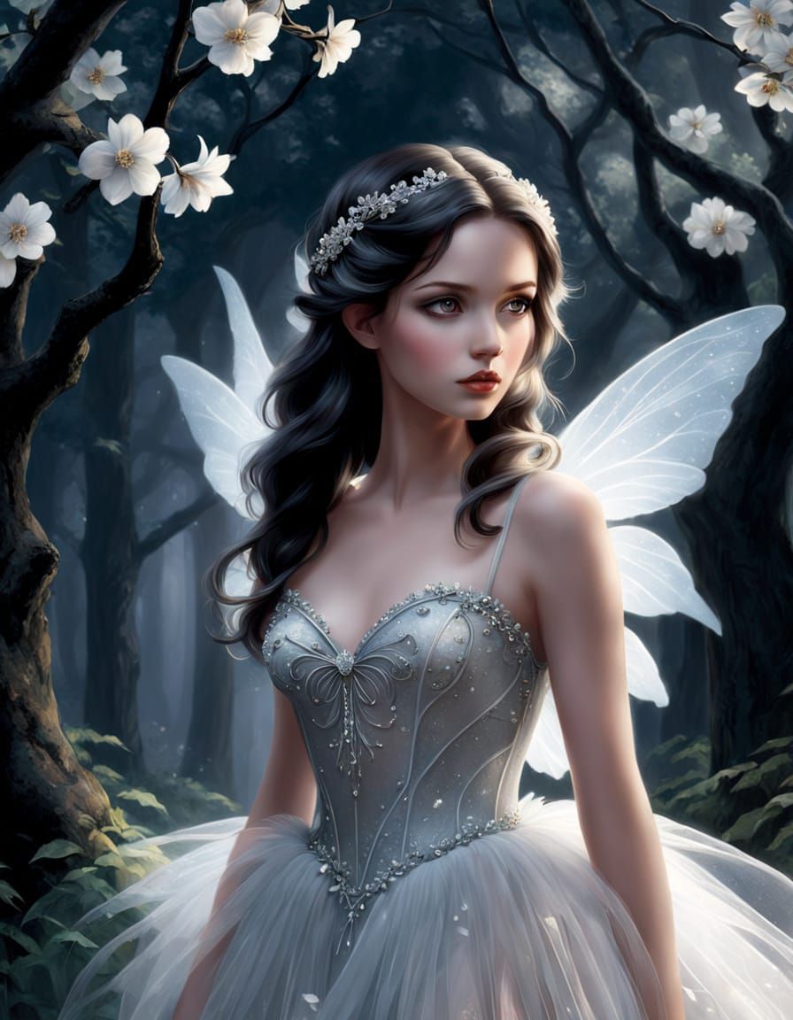 Ethereal Fairy in Misty Forest: Digital Matte Painting