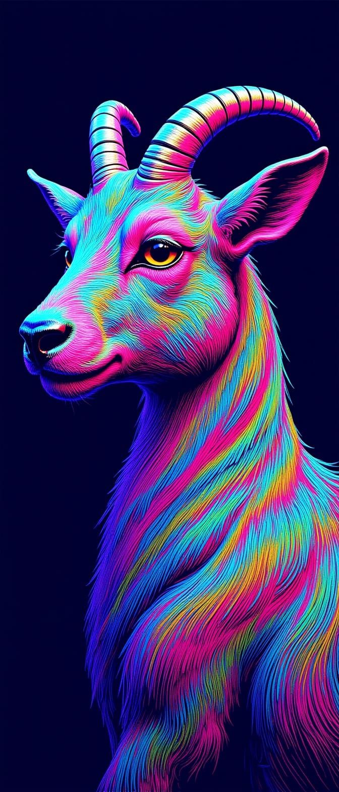 Glittering Goat in Bold Colors