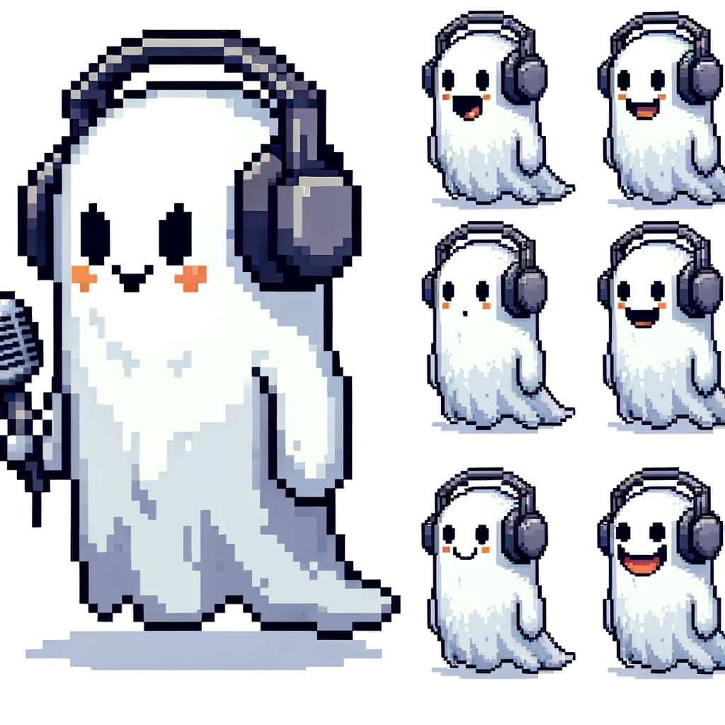 Friendly Ghost Foley Editor in Pixelated Cartoon Style