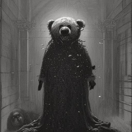 Horror Teddy Bear in Gothic Setting