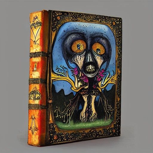 Gothic Ancient Book of Truth in Tim Burton Style