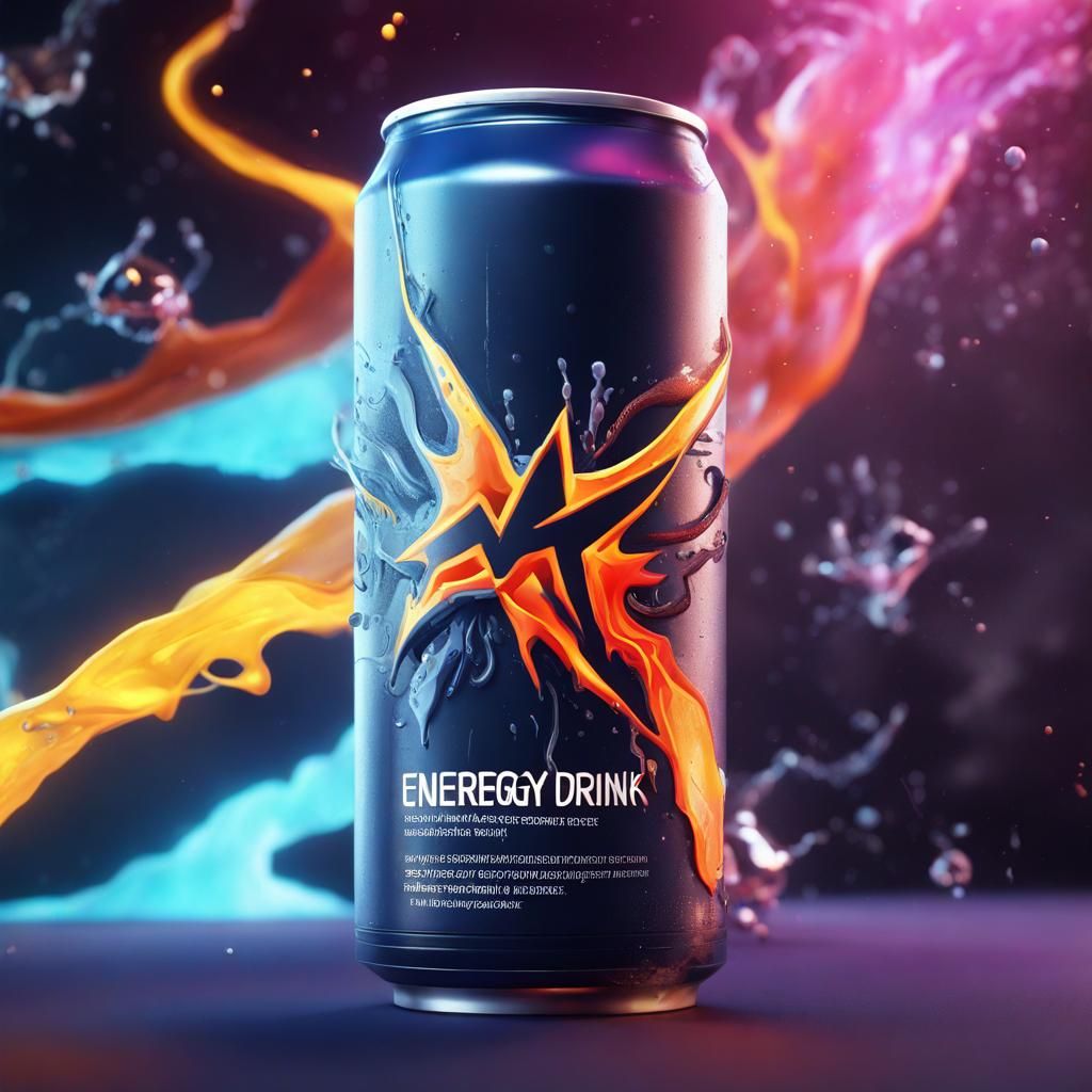 Energy Drink Infographic in Detailed Digital Art