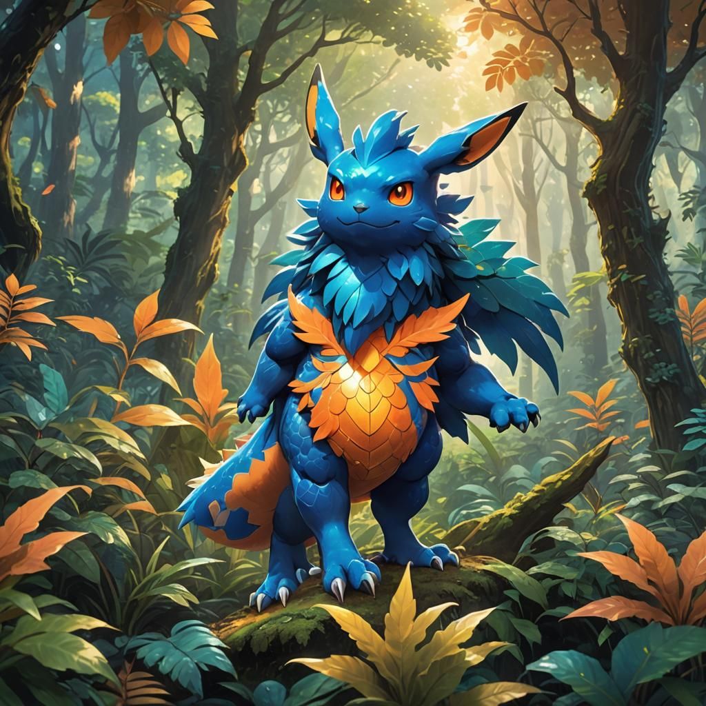 Magical Pokémon in Lush Forest: Matte Painting