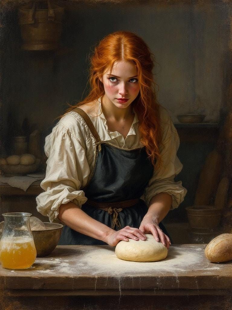 Renaissance Baker with Dough, Sfumato and Brushwork