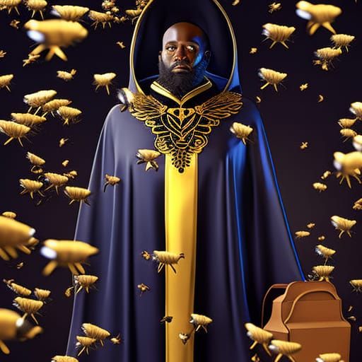 Horror Portrait: Man Covered in Swarming Bees