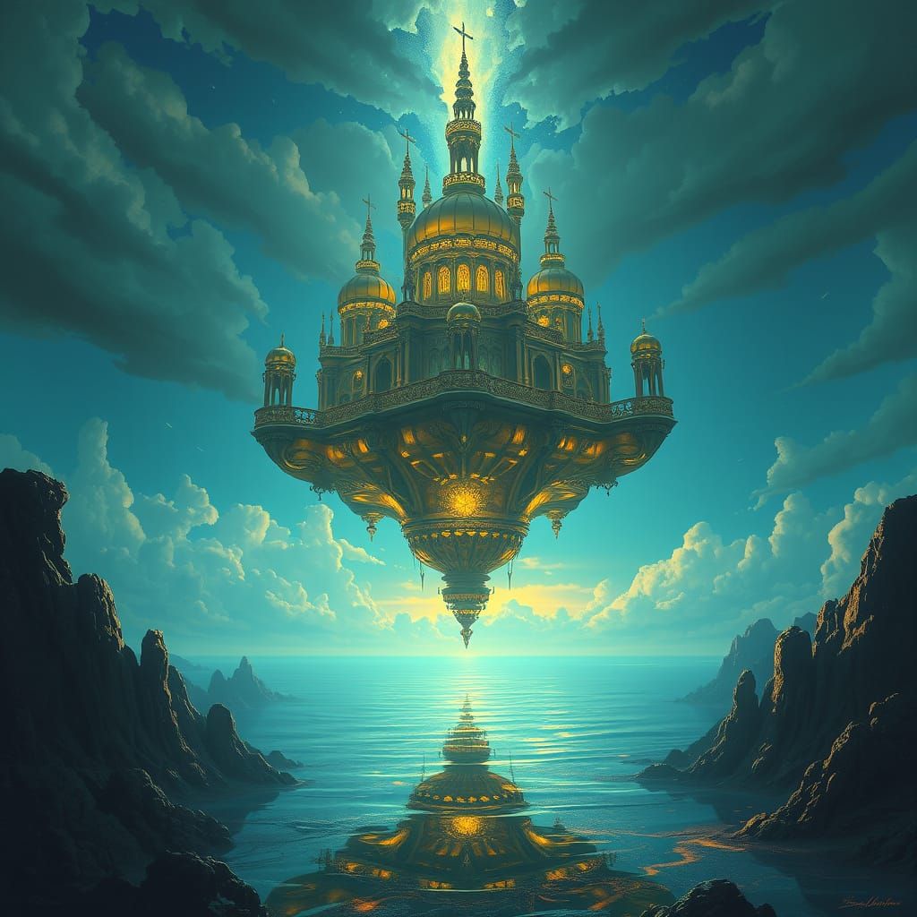 Upside Down Palace Above Ocean, Dual Reflection