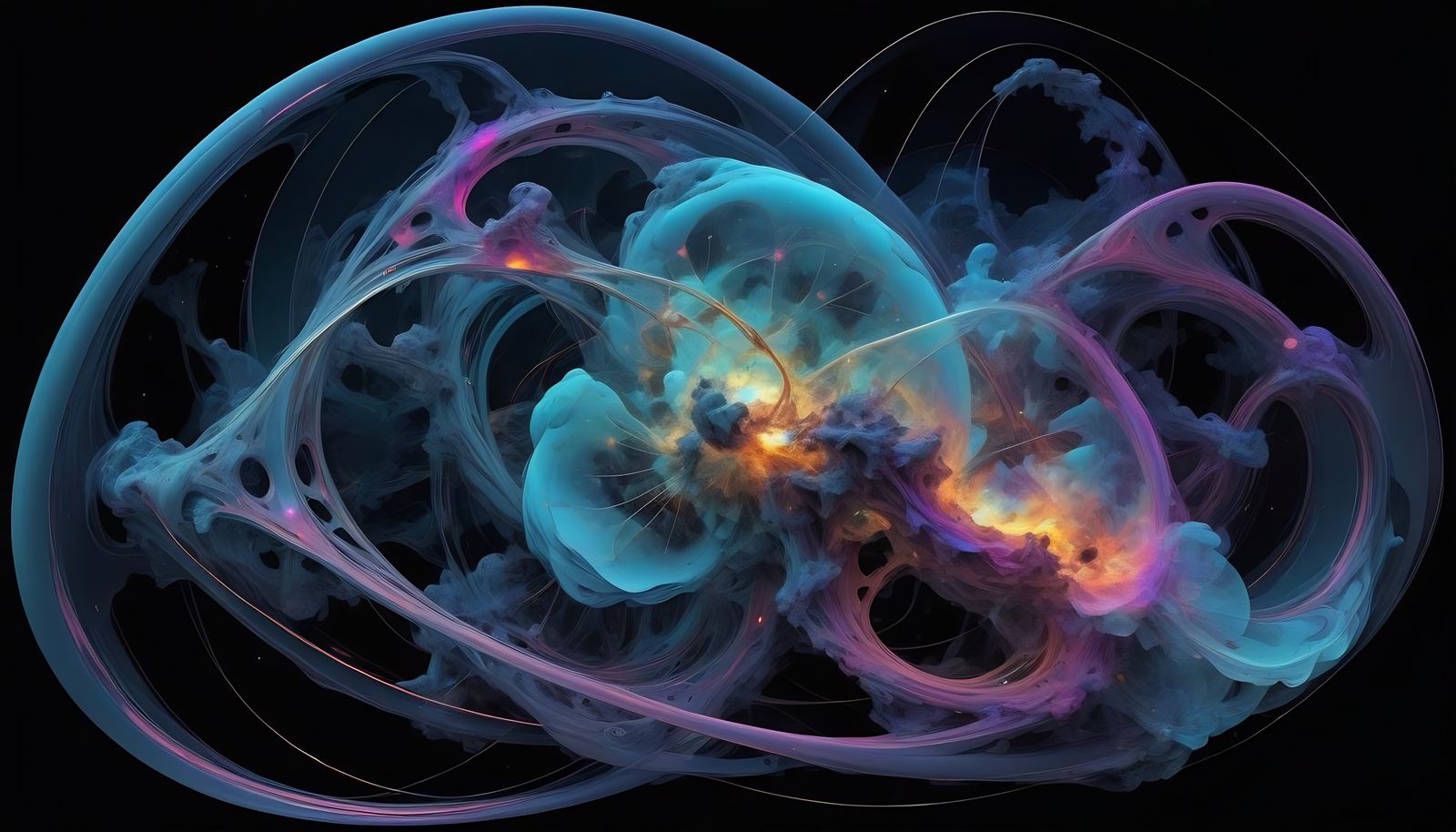 Surreal Neon X-Ray of Skeletal Nebula