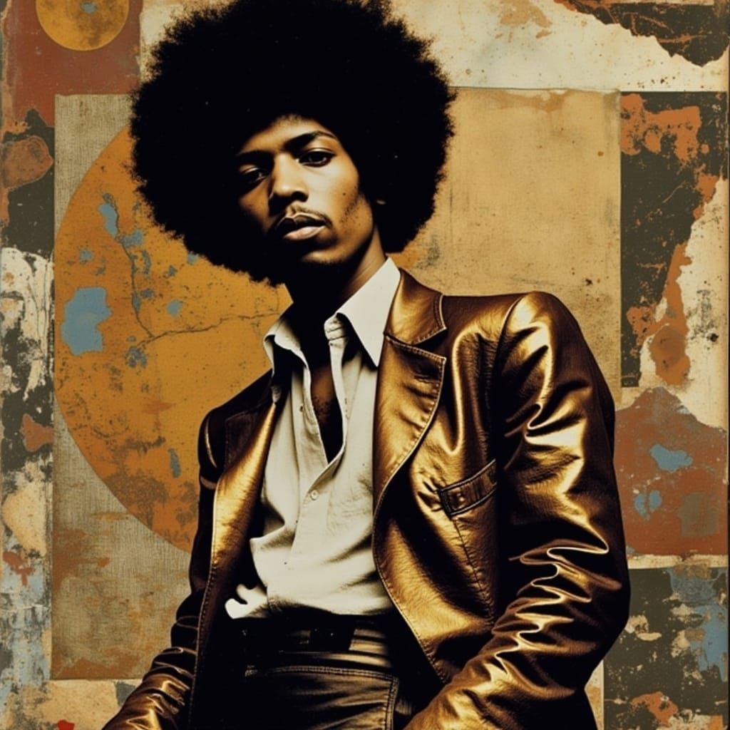 Psychedelic Jimi Hendrix Altarpiece in Pop Art Style