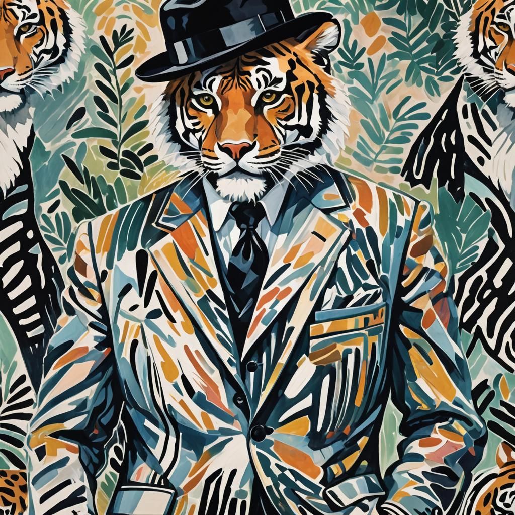 Tiger Saxophonist in Dreamlike Jazz Scene