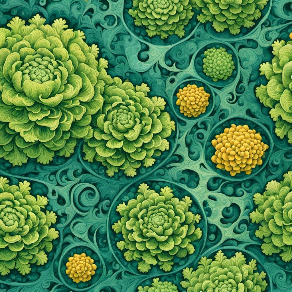 Emerald Whirlpools in Golden Broccoli