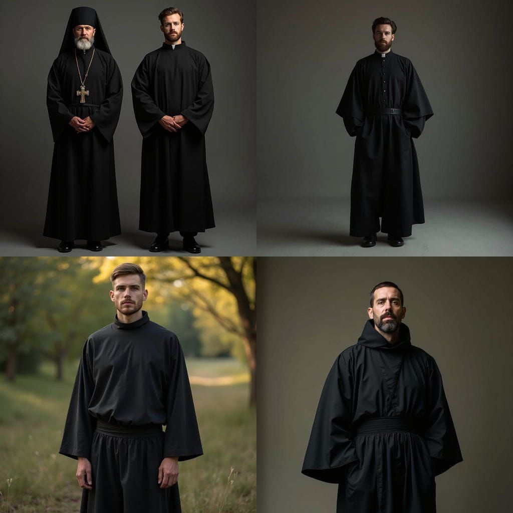 Orthodox Monk Inspired Separated Cassock Garment in Black