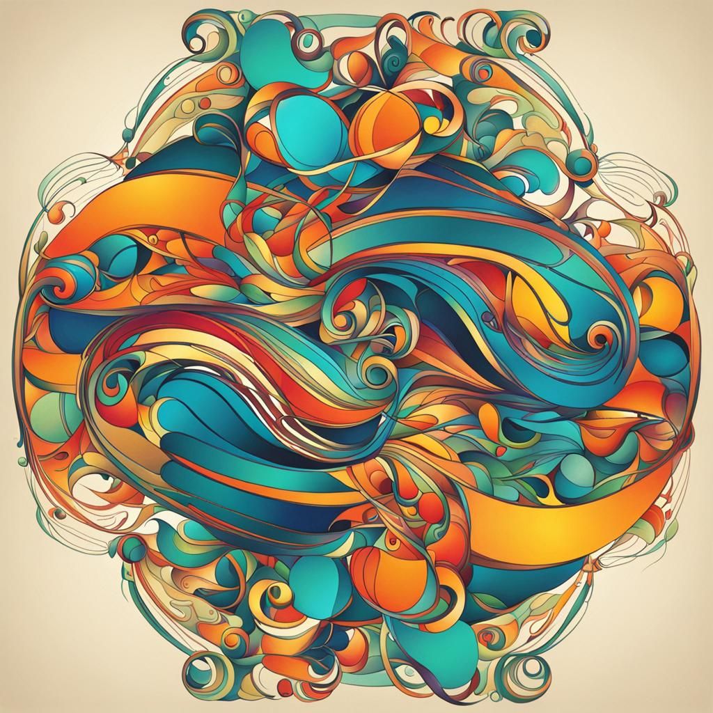 Vibrant Abstract Drawing in Art Nouveau Style