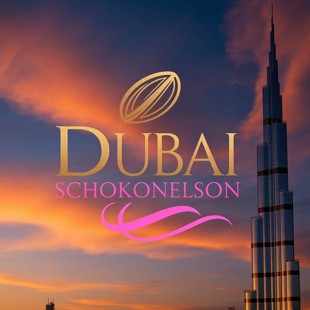 Luxury Dubai schokonelson Logo in Gold and Pink