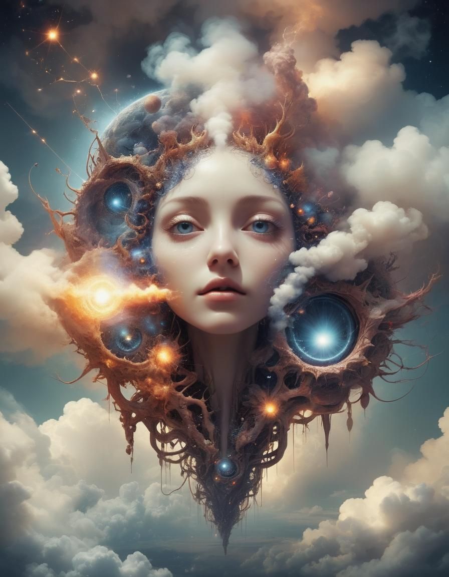 Ethereal Alphabotanical Lifeform in Eye Cloud Dreamscape