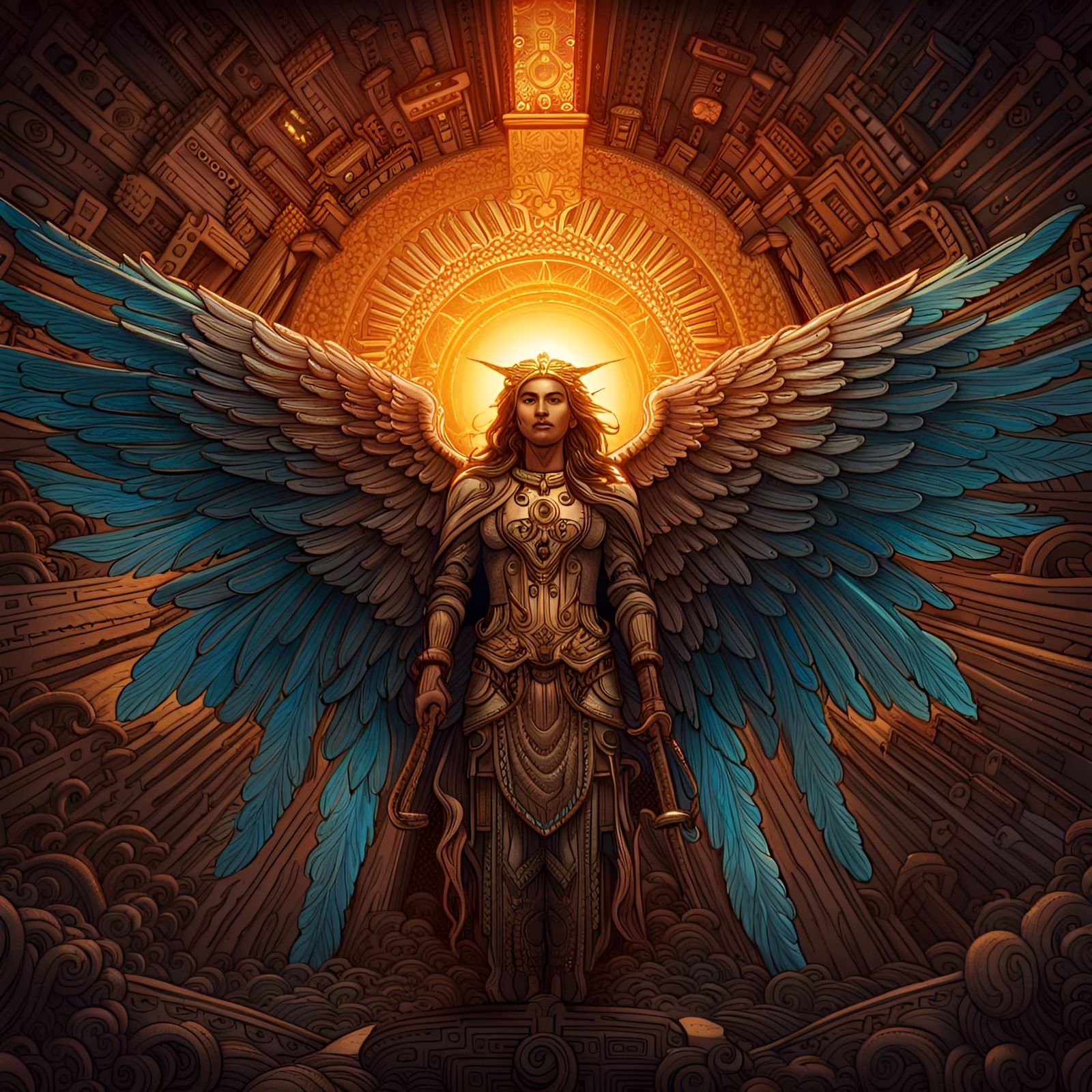 Radiant Hispanic Angel of The Sun Digital Art