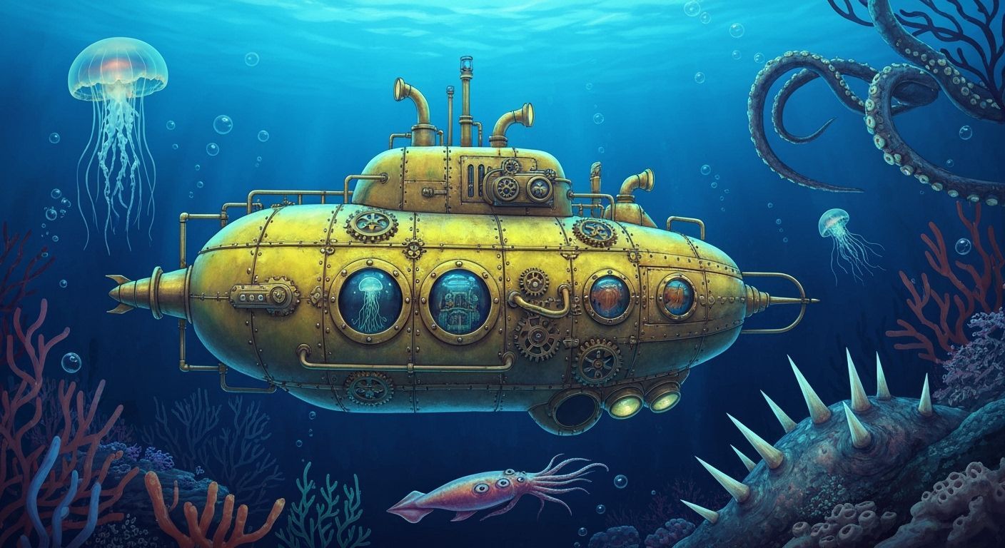 Steampunk Train and Rococo Octopus Submarine Adventure