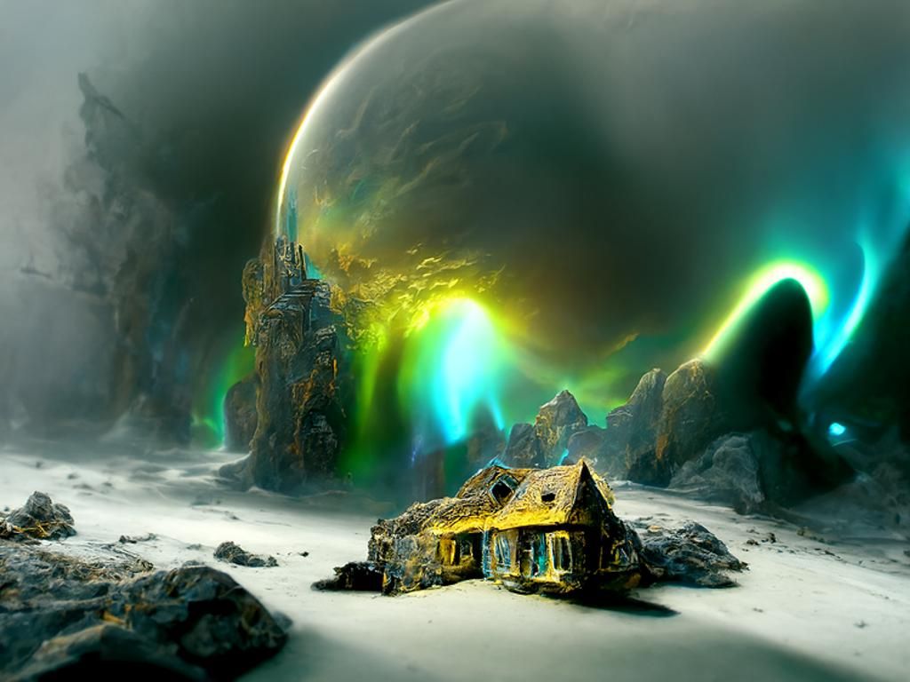 House Under Northern Lights: A Sci-Fi Fantasy Photoillustrat...
