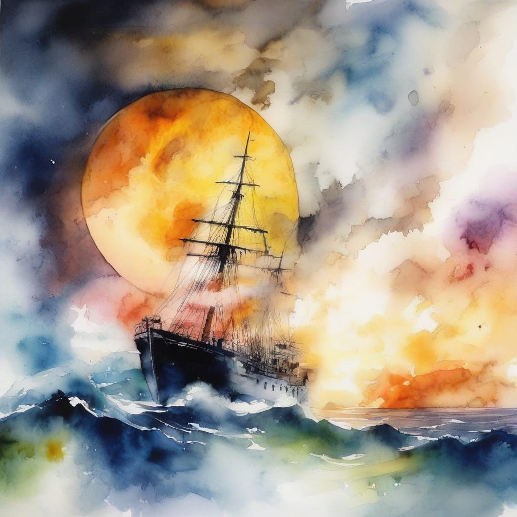 Ethereal Vessel in Vibrant Watercolor Dreamscape