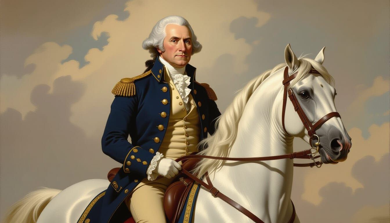 General Washington on White Charger, Historical Portrait