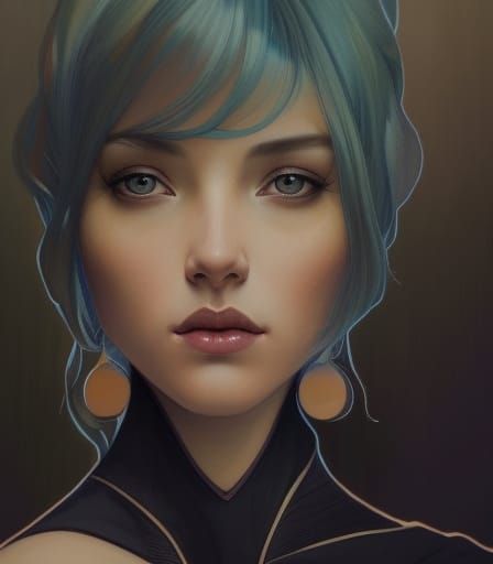 Elegant Elfin Girl: Art Nouveau Watercolor Portrait