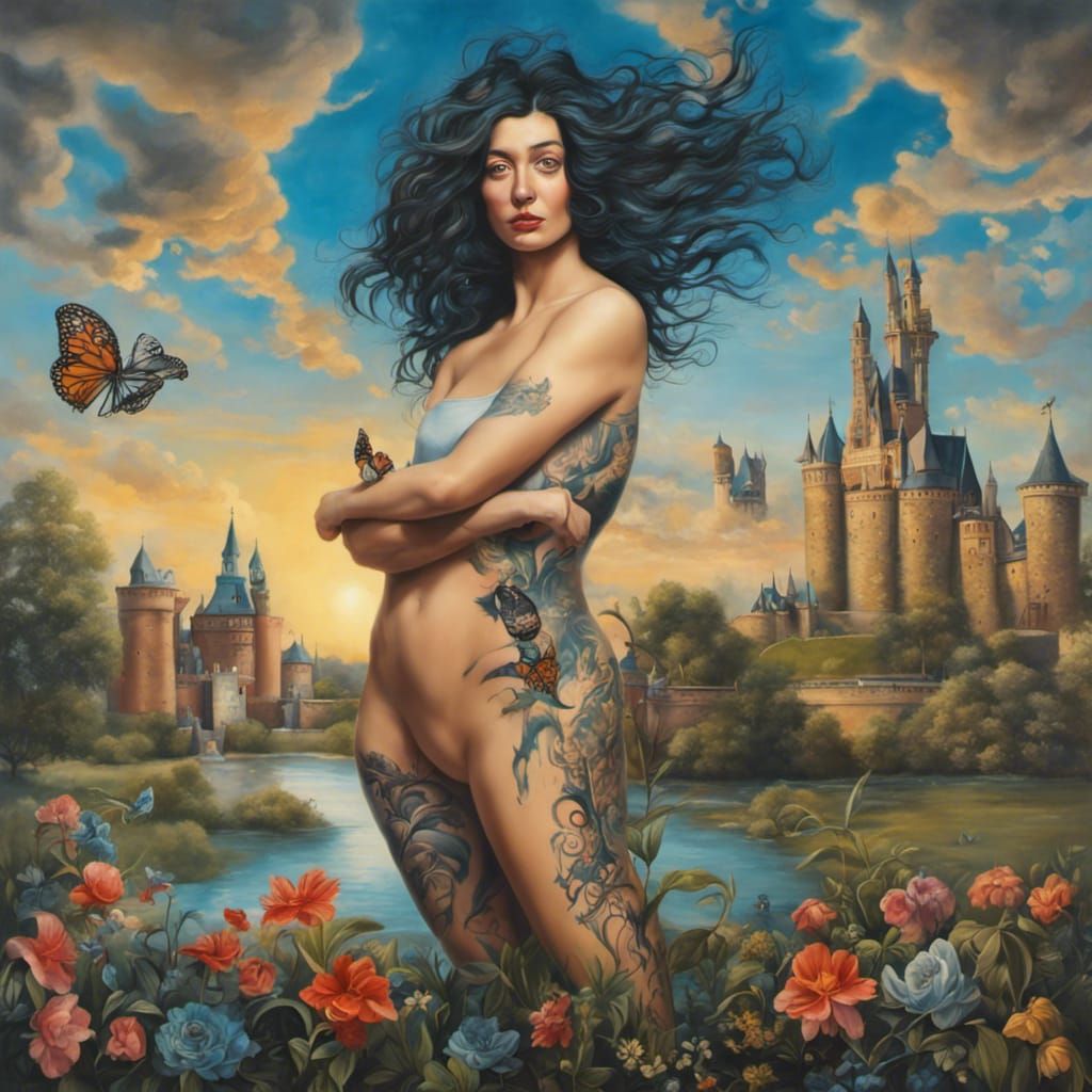 Surreal Disney Princess Tattoo Art, Salvador Dali Style