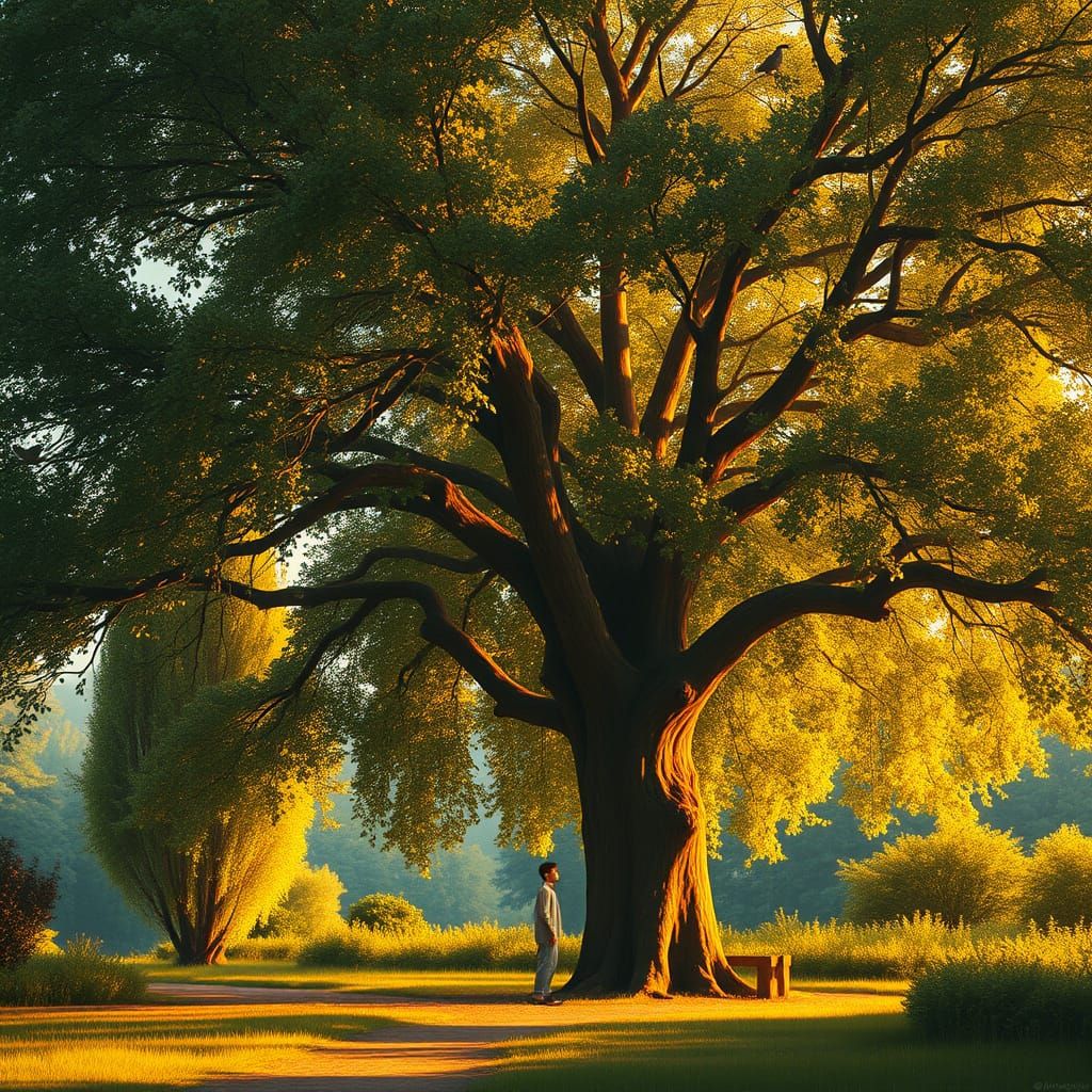 Golden Hour Serenity: A Dreamy Summer Scene beneath the Syca...