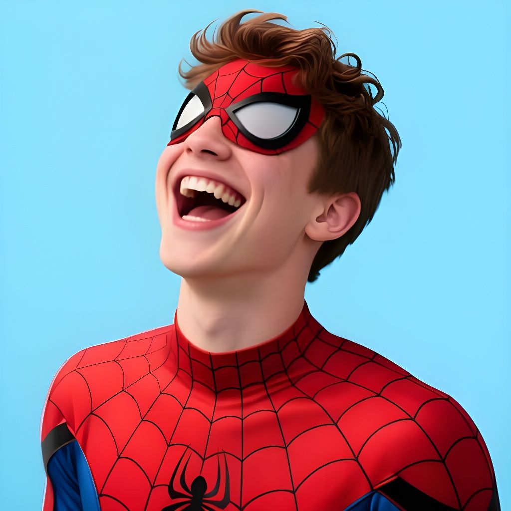 Joyful Spider-Man Laughs in Photorealistic Portrait