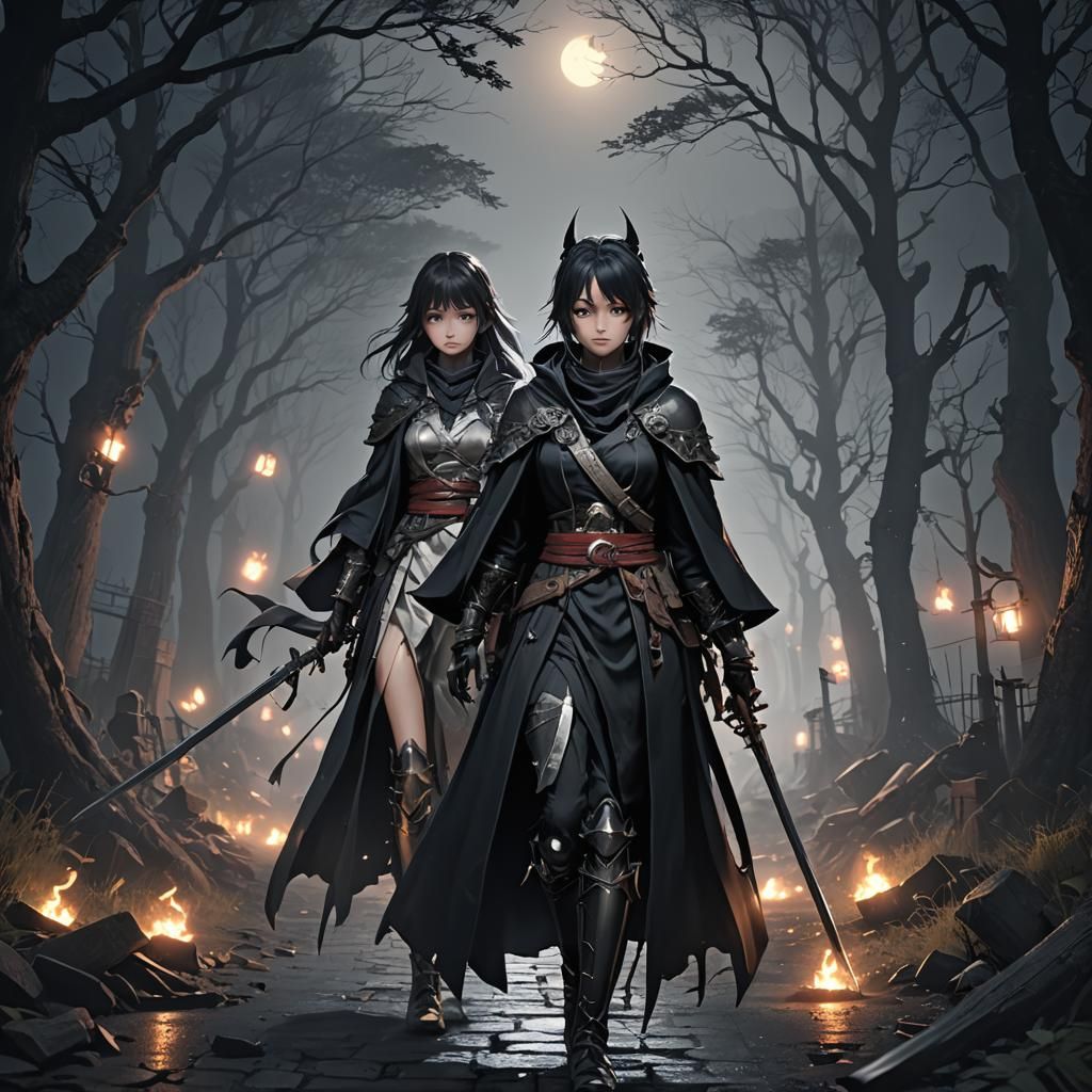 Dark Haunted Path: Detailed 3D Anime Art