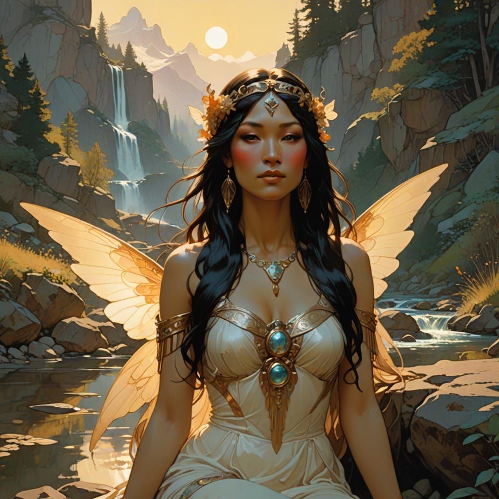 Daguerreotype Portrait full body pose of a exotic (Native Am...