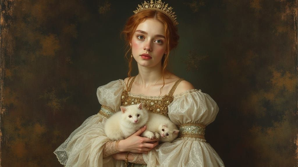 Renaissance Woman with Ermine in Dreamy Style